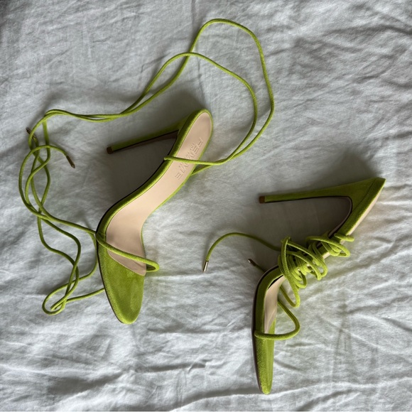 Femme LA Barely There Lace Up Heel in Lime - Picture 5 of 10